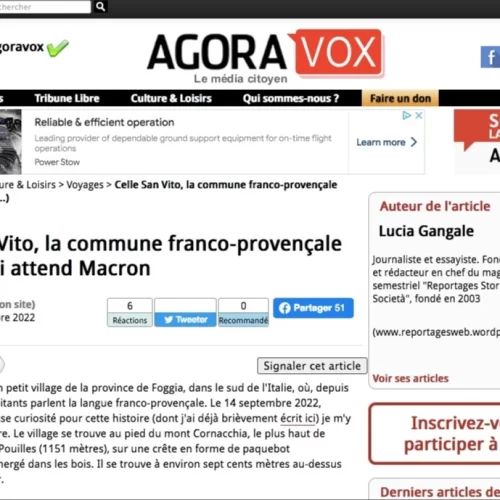 Celle di San Vito, larticolo di AgoraVox France: su un crinale transatlantico