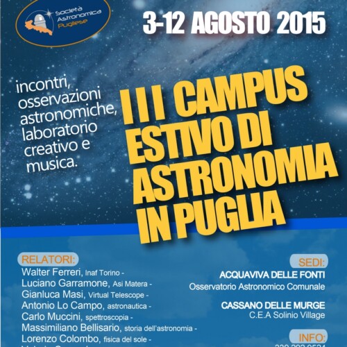 Al via il III Campus Estivo di Astronomia in Puglia all’interno del Parco Nazionale dell’Alta Murgia