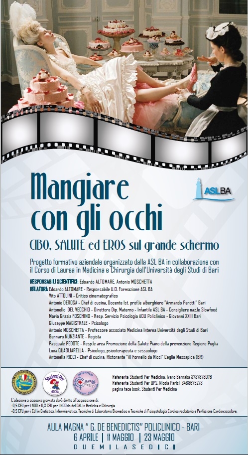 Asl Bari, al via ‘Mangiare con gli occhi, cibo e salute sul grande schermo’