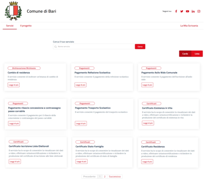 Bari, attivati i servizi anagrafici sul nuovo portale del progetto egov2