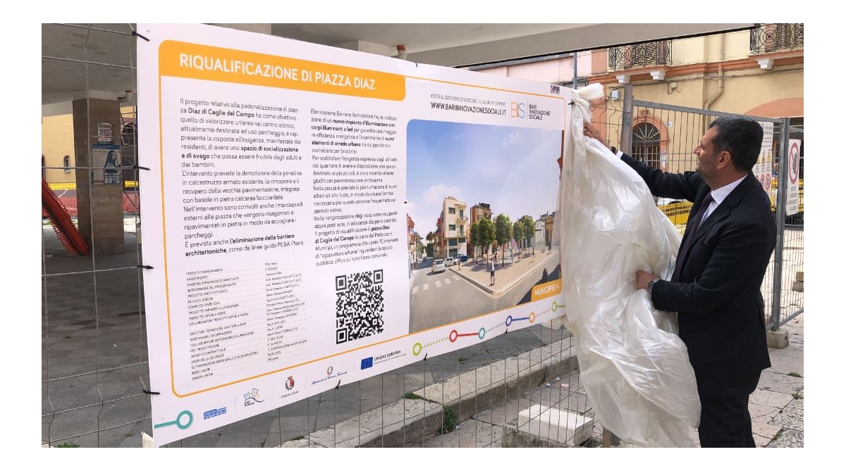 Bari, partiti i lavori di riqualificazione in piazza Diaz. Decaro: ‘Trasformeremo il parcheggio abusivo in un’area per tutti’