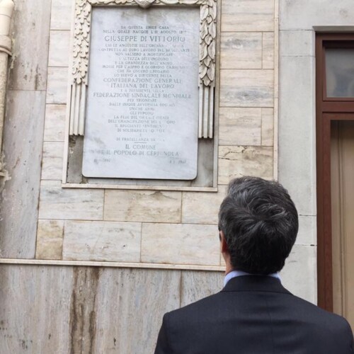 Cerignola, il ministro Orlando rende omaggio al deputato Giuseppe Di Vittorio