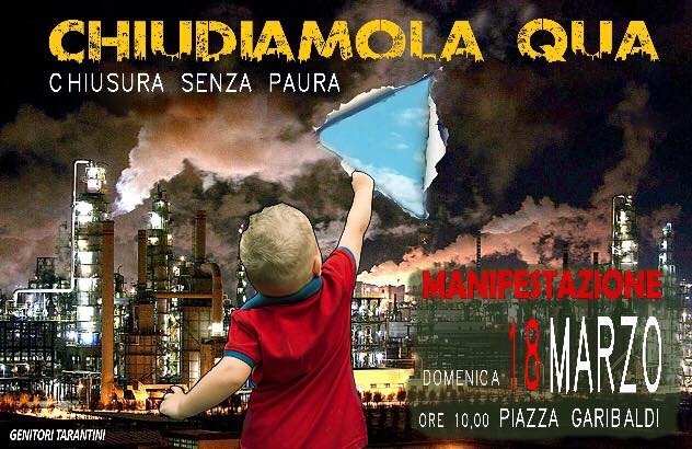 ‘Chiudiamola qua’, domenica a Taranto la manifestazione di protesta contro l’inquinamento prodotto dall’Ilva