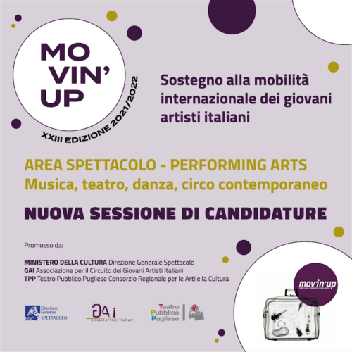 Concorso Movin Up dedicato all’Area Spettacolo e Arti Performative
