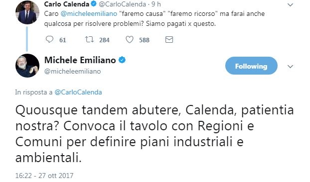 Ilva, Emiliano a Calenda: ‘Quanto deve durare la nostra pazienza?’