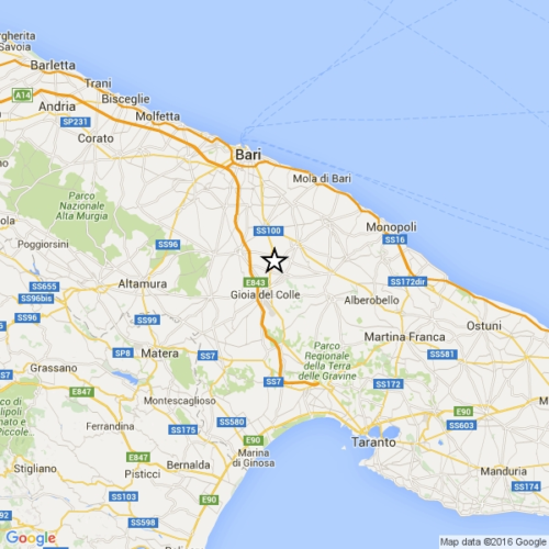 Lieve scossa di terremoto registrata nel Barese, epicentro a Gioia del Colle