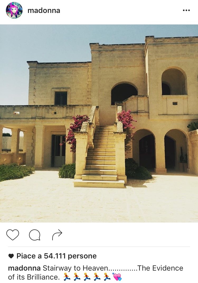 Madonna è in Puglia: una foto su Instagram scatena i fan
