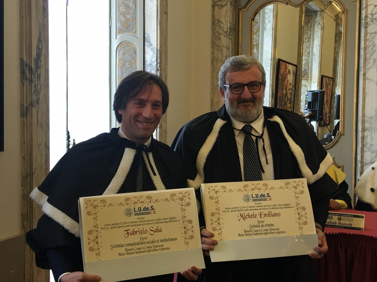 Milano, il governatore Michele Emiliano riceve la Laurea Honoris Causa in Scienze criminologiche
