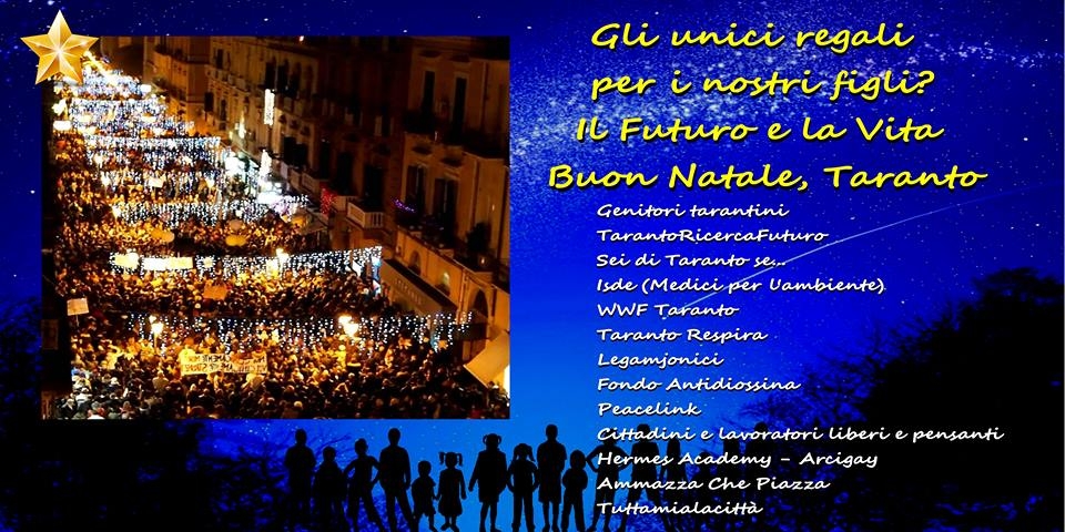 Natale, il manifesto dei Genitori tarantini: ‘Gli unici regali per i nostri figli? Il futuro e la vita’