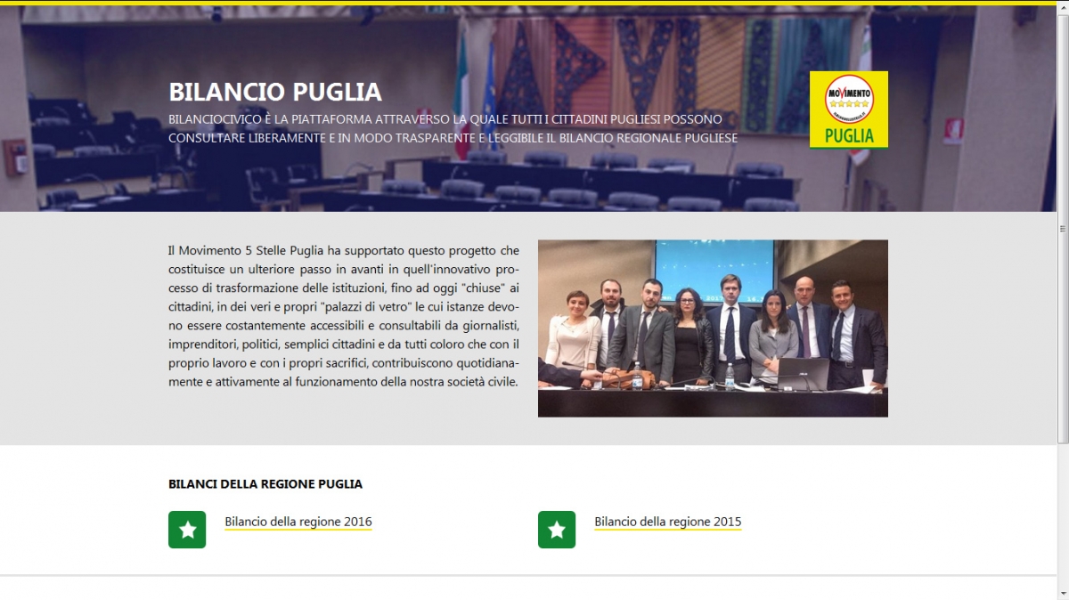 Puglia, M5S presenta il Bilancio civico: una piattaforma per controllare le spese della regione