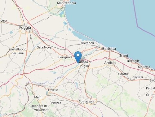 Puglia, terremoto di Magnitudo 2.0 nei pressi di Canosa di Puglia