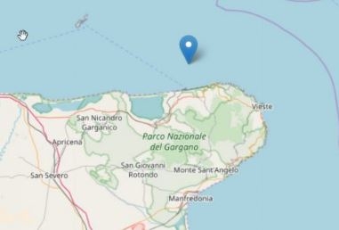Puglia, terremoto di Magnitudo 3.6 al largo del Gargano