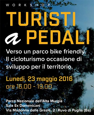 Ruvo di Puglia, il Parco dell’Alta Murgia organizza workshop sul turismo a pedali