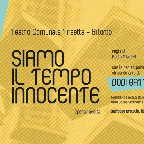 Bitonto, Dodi Battaglia in ‘Siamo il tempo innocente’ al teatro Traetta
