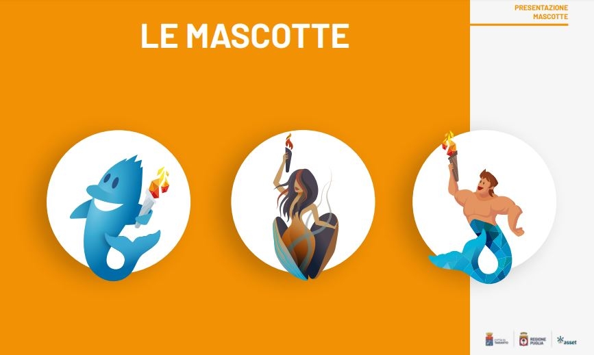 Taranto, presentate le 3 mascotte dei Giochi del Mediterraneo 2026: al via la votazione online