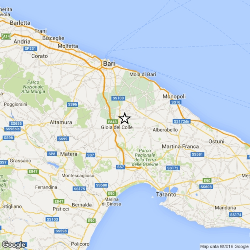 Terremoto magnitudo 2,3 avvertito in Puglia: epicentro a Gioia del Colle