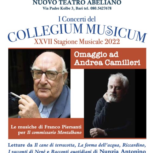 Il Collegium Musicum all’Abeliano di Bari dedica un concerto a Camilleri