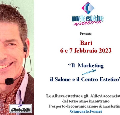 Da Nouvelle Esthétique Académie di Bari lezione di marketing con il coach Giancarlo Fornei