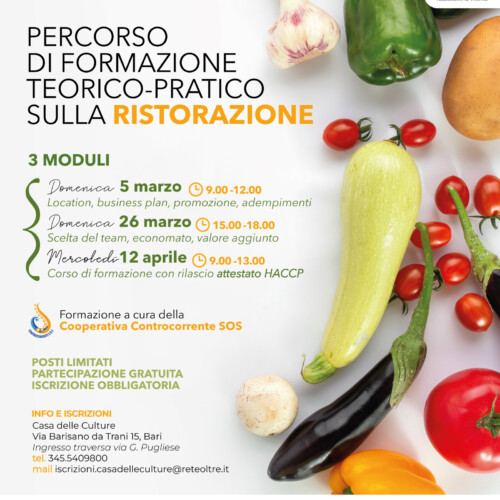 A CASA DELLE CULTURE DI BARI AL VIA UN CORSO GRATUITO PER IL RILASCIO DELL’ATTESTATO HACCP