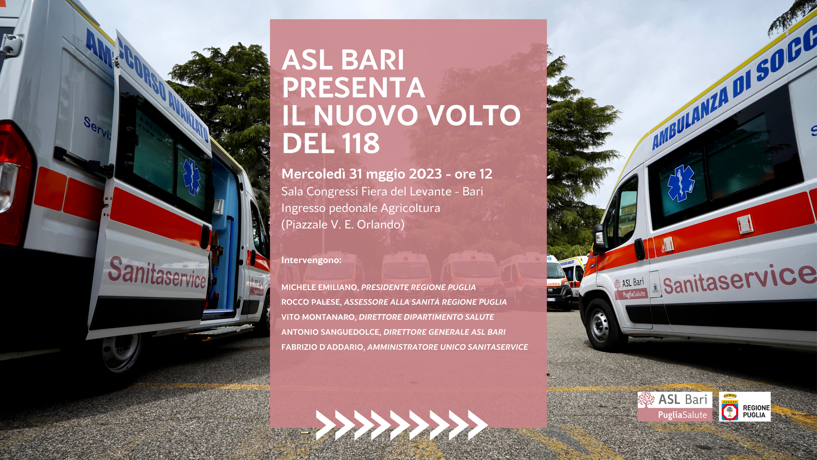 Il nuovo corso del 118 ASL Bari: dal 1° giugno 55 nuove ambulanze e 462 operatori assunti a tempo indeterminato in Sanitaservice