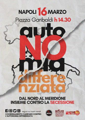 Autonomia differenziata, Tavolo e Comitati No Ad annunciano una manifestazione nazionale a Napoli il 16 marzo