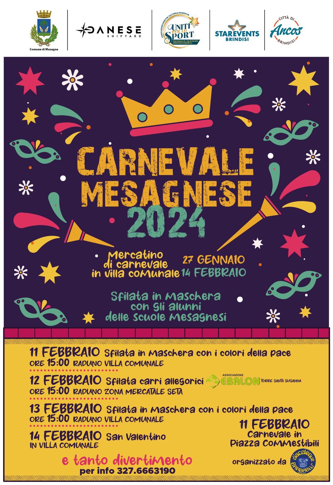 Carnevale mesagnese, carri allegorici e tanto divertimento nelle piazze: ecco tutti gli eventi
