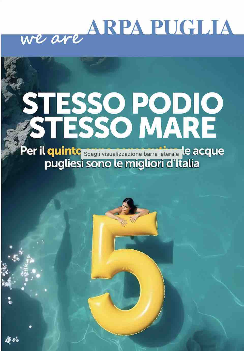 Balneazione: la Puglia si conferma prima in Italia per l’eccellenza della qualità dell’acqua, per il quinto anno consecutivo. I dati sono stati rilevati dal Sistema nazionale per la protezione dell’Ambiente