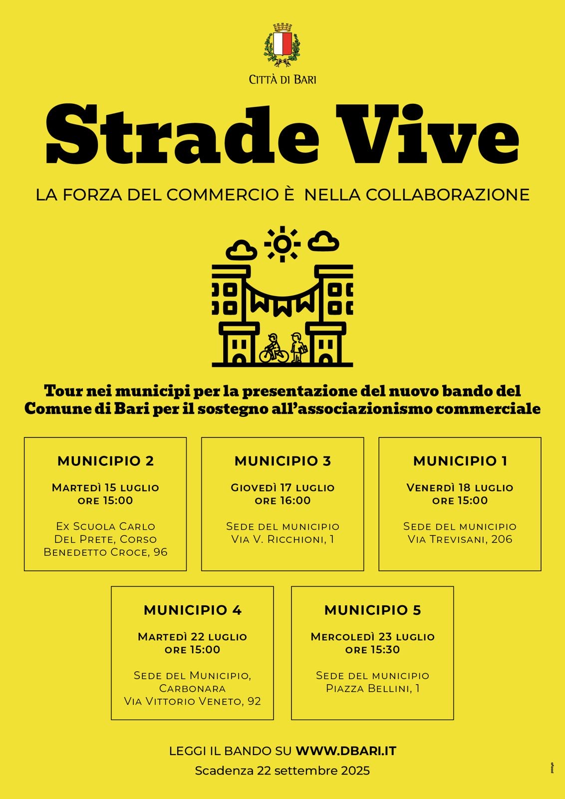 “STRADE VIVE” DA DOMANI IL TOUR NEI MUNICIPI PER LA PRESENTAZIONE DEL NUOVO BANDO