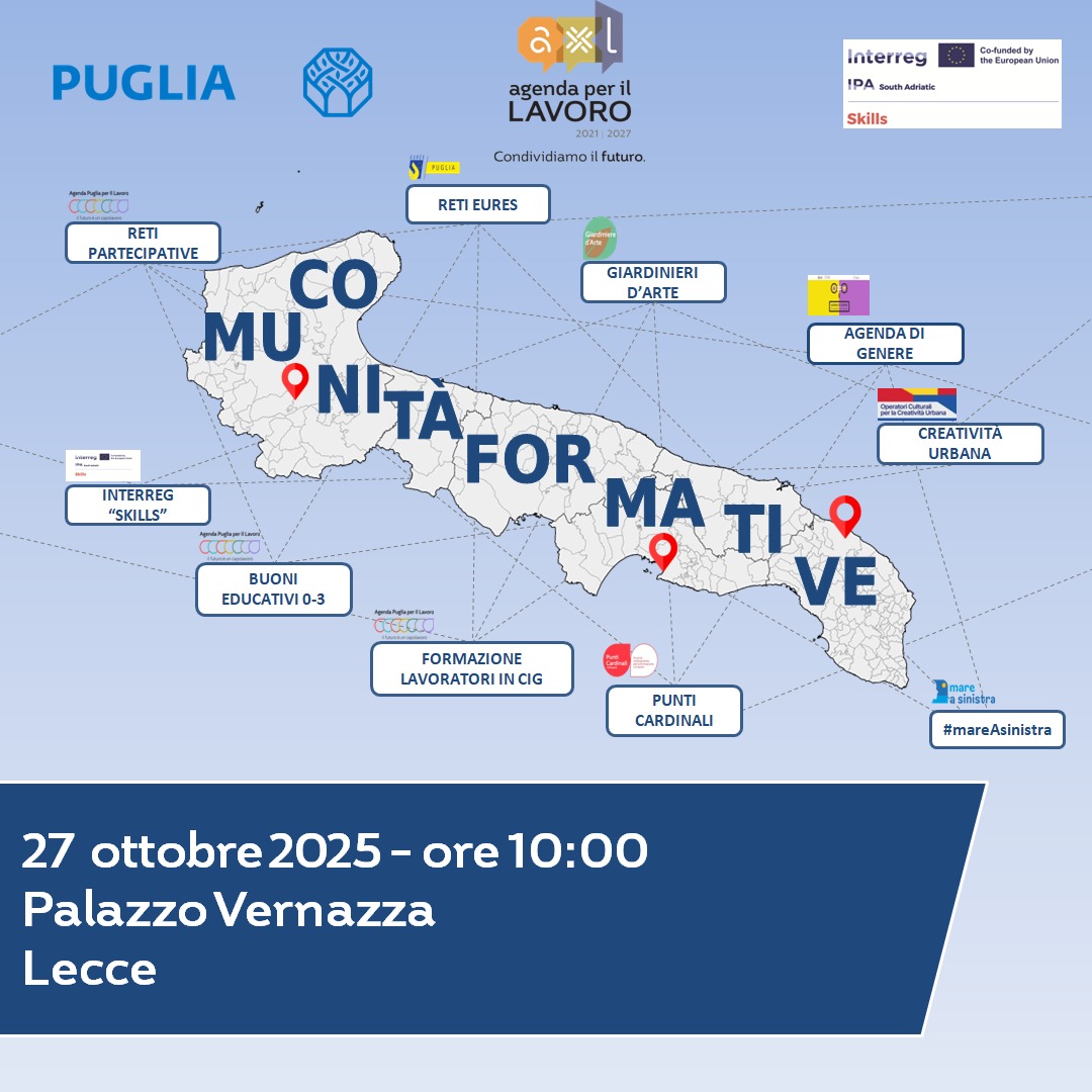 Comunità Formative: al via le tre tappe in Puglia tra Lecce, Foggia e Taranto