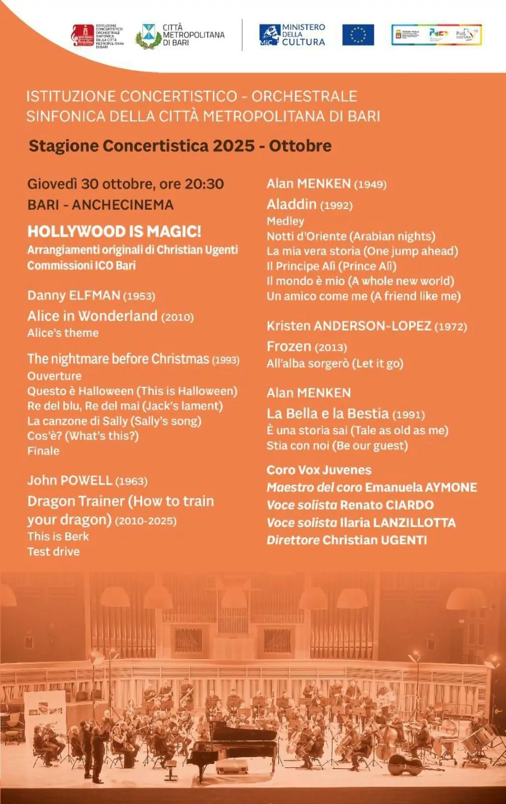 L’Orchestra Sinfonica della Città metropolitana di Bari presenta Hollywood is Magic!: un viaggio tra le colonne sonore più amate
