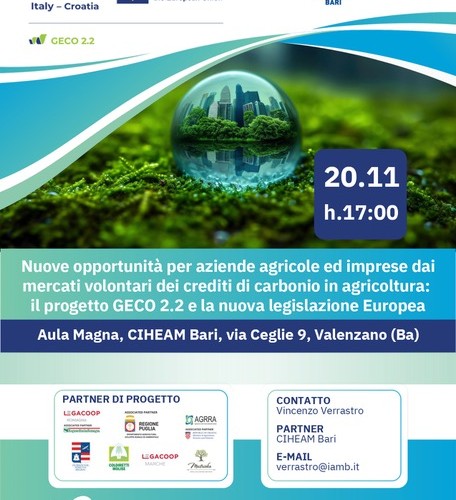 Agricoltura e crediti di carbonio: al CIHEAM Bari nuove opportunità per le imprese