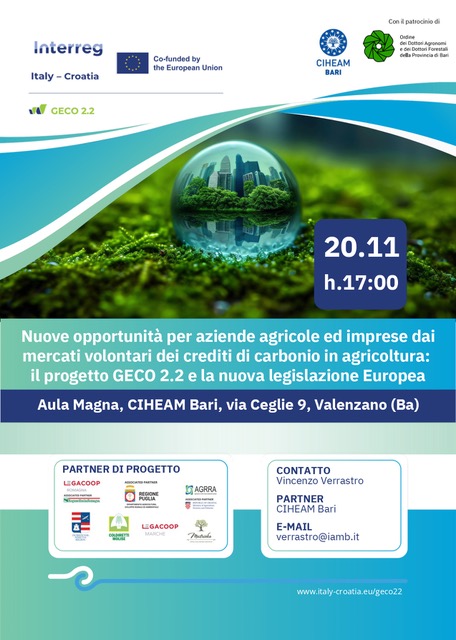 Agricoltura e crediti di carbonio: al CIHEAM Bari nuove opportunità per le imprese