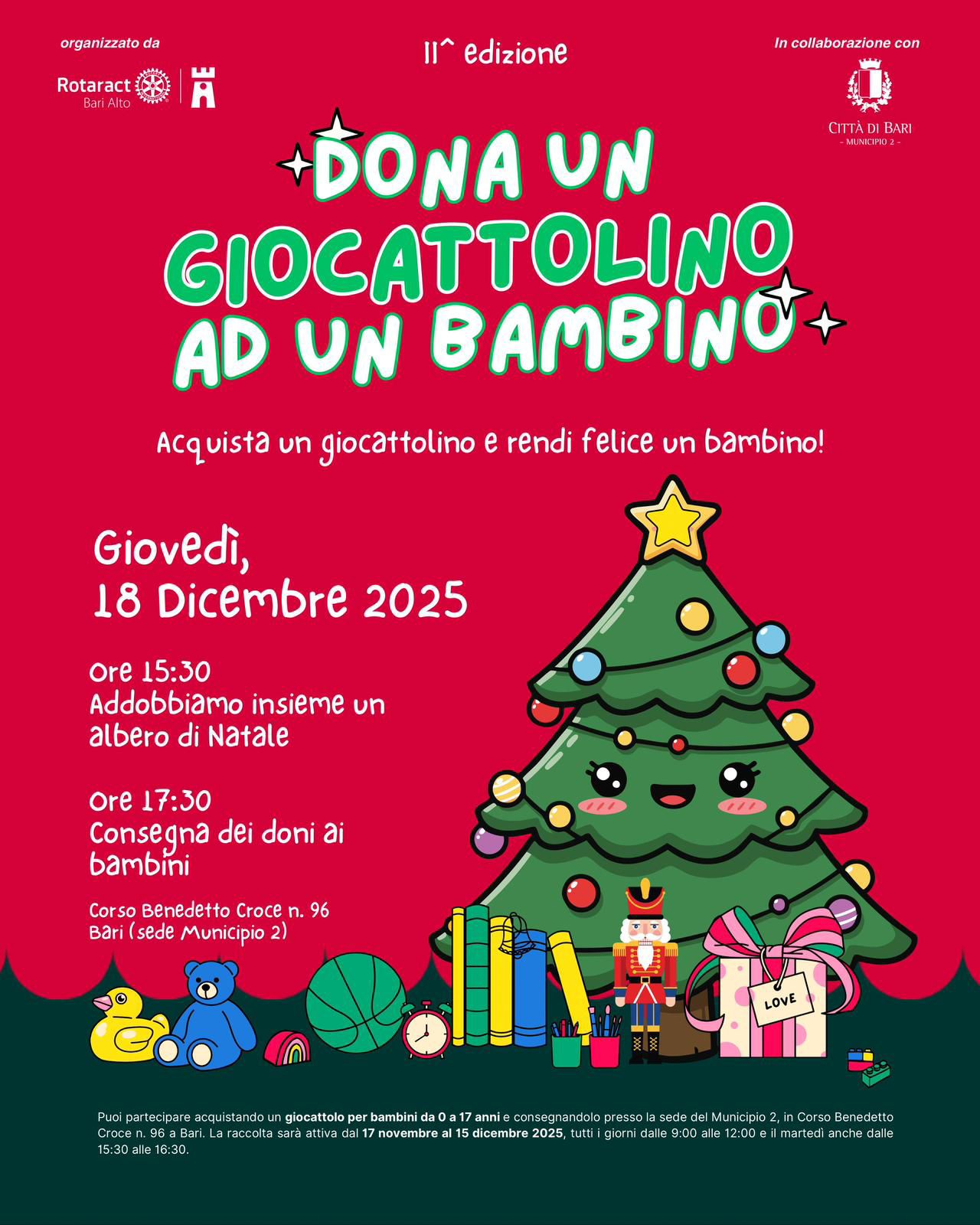 Dona un giocattolino ad un bambino: al via la raccolta solidale nella sede del Municipio II