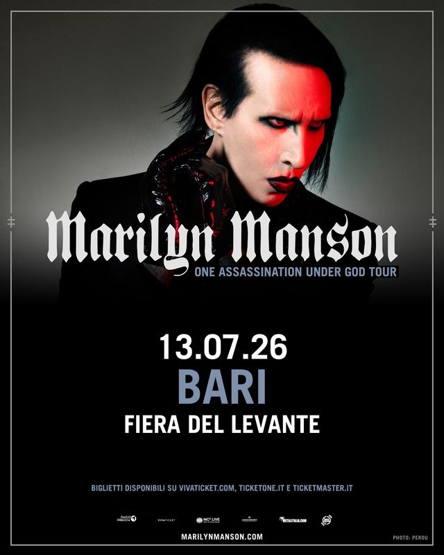 MARILYN MANSON A BARI IL 13 LUGLIO 2026, NELLA FIERA DEL LEVANTE, PER L’UNICA DATA NEL SUD ITALIA DEL “ONE ASSASSINATION UNDER GOD TOUR”