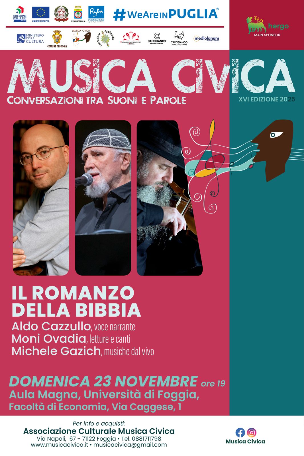 Musica Civica 2025: Il Romanzo della Bibbia con Aldo Cazzullo, Moni Ovadia e Michele Gazich