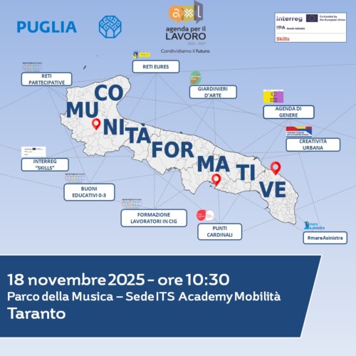 Posticipata l’ultima tappa del percorso rivolto alle “Comunità Formative”, appuntamento il 18 novembre a Taranto