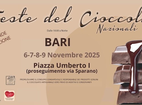 TORNA LA FESTA DEL CIOCCOLATO: LA MANIFESTAZIONE IN PROGRAMMA IN PIAZZA UMBERTO FINO AL 9 NOVEMBRE