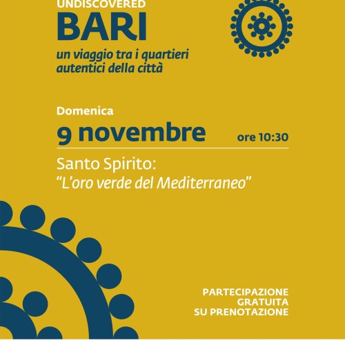 “UNDISCOVERED BARI” DOMENICA 9 NOVEMBRE A SANTO SPIRITO LA TERZA TAPPA DEGLI OTTO TOUR GRATUITI ALLA SCOPERTA DEI QUARTIERI DELLA CITTÀ