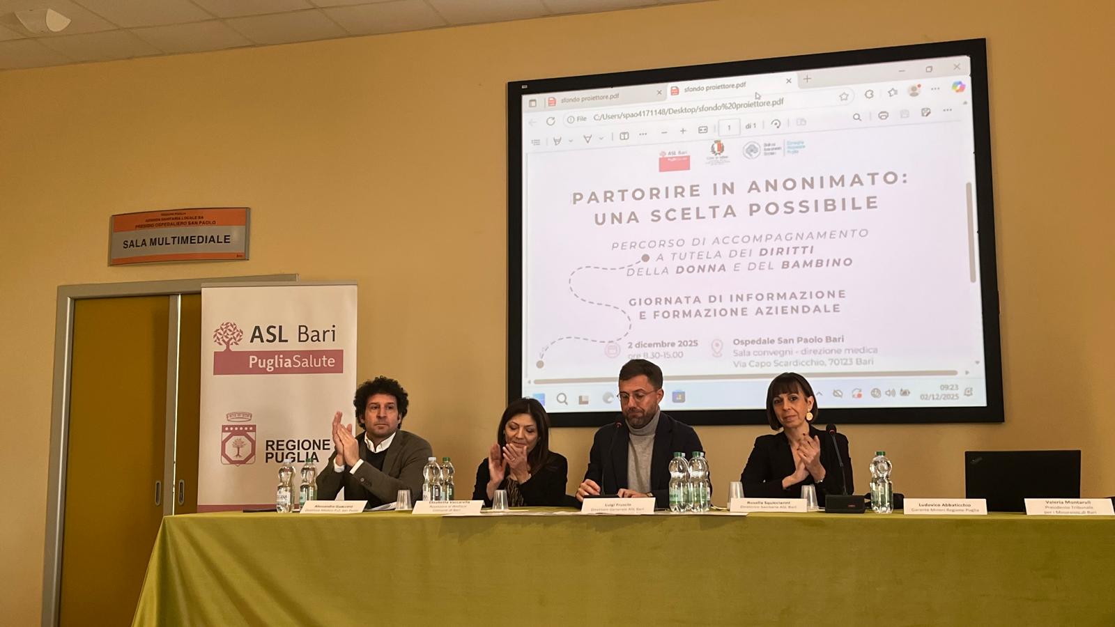 "Parto in anonimato": Asl Bari e Comune di Bari avviano la campagna informativa e la formazione dedicata agli operatori sanitari 