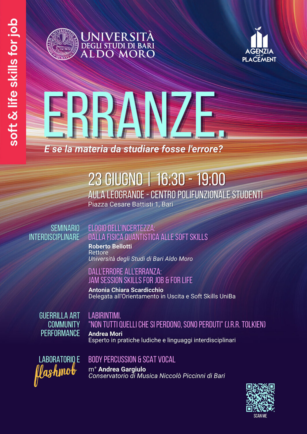 ERRANZE. E se la materia da studiare fosse l’errore? | Università degli Studi di Bari – Aula Leogrande, Centro Polifunzionale Studenti | 23 giugno | 16:30 – 19:00