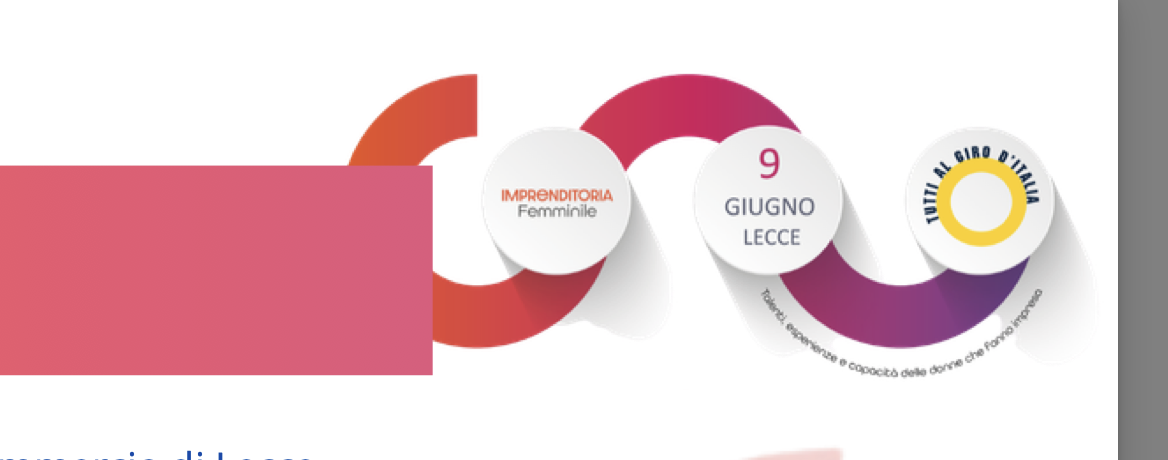 Il 9 giugno 2026 la Camera di Commercio di Lecce presenta "Giro d’Italia delle donne che fanno impresa - CIF: Comunicare Ispirare e Formare" 