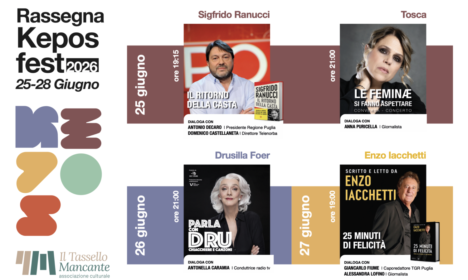 KEPOS FEST 2026, PUTIGNANO OSPITA LA SECONDA EDIZIONE DAL 25 AL 28 GIUGNO