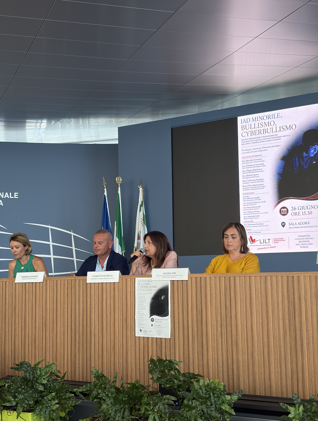 La vice presidente Vaccarella al convegno LILT nell’Agorà del Consiglio regionale su cyberbullismo