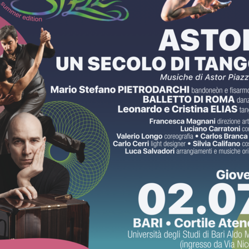 MUSICA, TANGO E PASSIONE ARGENTINA: LA CAMERATA MUSICALE BARESE INAUGURA IL PRIMO APPUNTAMENTO DI NOTTI DI STELLE CON ”ASTOR. UN SECOLO DI TANGO”