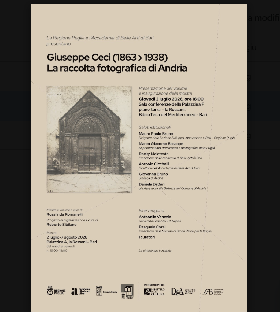 Bari, all'Ex Caserma Rossani la presentazione del volume e della mostra sulla raccolta fotografica di Giuseppe Ceci