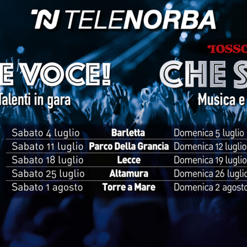 TELENORBA RADDOPPIA L’APPUNTAMENTO DELL’ESTATE CON BAULI FREE CHE VOCE! Talenti in gara e ROSSOTONO CHE SERA! Musica e Comicità