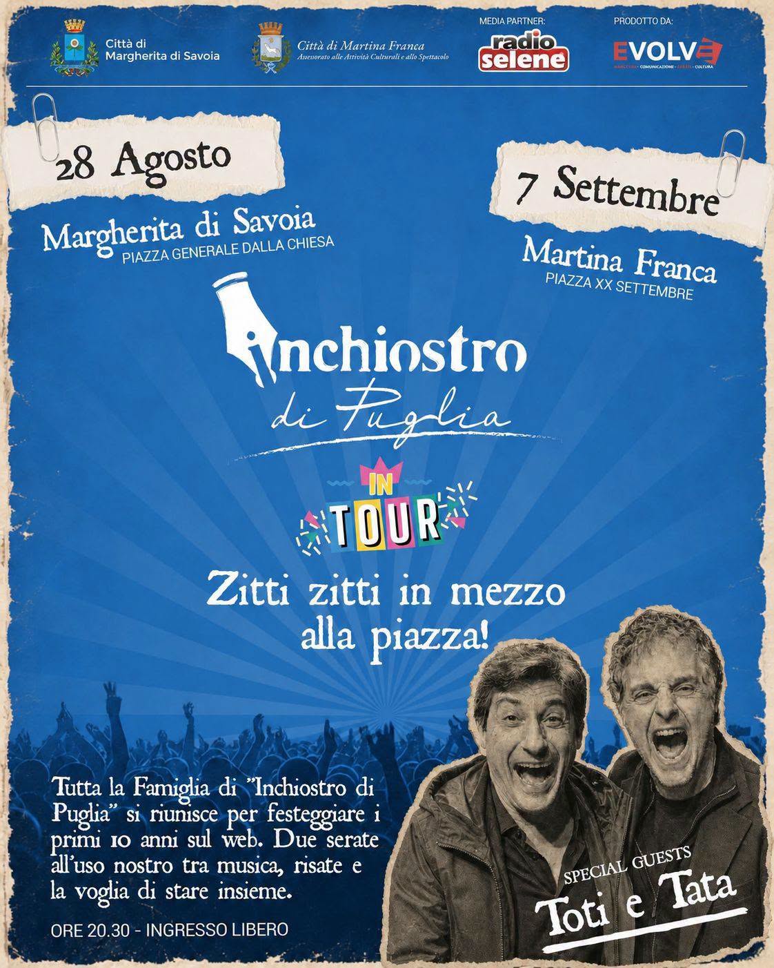 Inchiostro di Puglia compie dieci anni e festeggia «In Tour», tra le piazze e con Toti e Tata