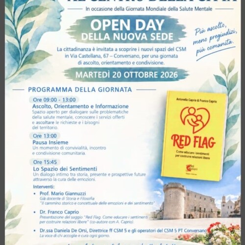 10 ottobre Giornata Mondiale della Salute Mentale: la ASL Bari promuove ascolto, prevenzione e comunità con eventi sul territorio