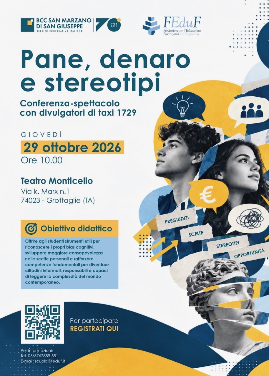 BCC San Marzano e FEduF insieme per promuovere l’educazione finanziaria nelle scuole del territorio