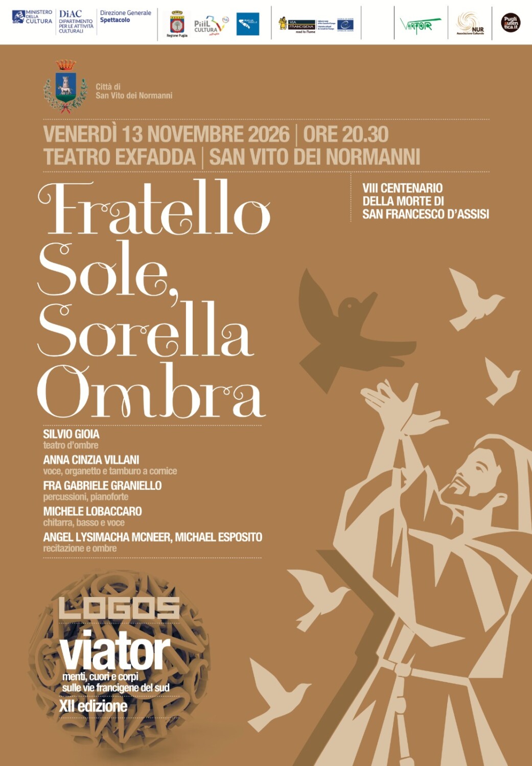 FRATELLO SOLE, SORELLA OMBRA: il Festival Viator porta al Teatro ExFadda un incontro tra teatro d'ombre e musica dal vivo dedicato a Francesco d'Assisi